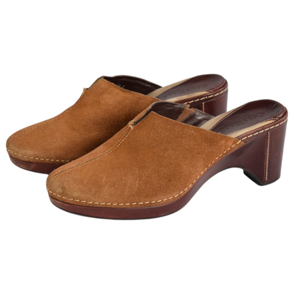 Cole Haan Country Brown Suede Heeled Mules Clogs Women's 7.5 B Vintage Boho